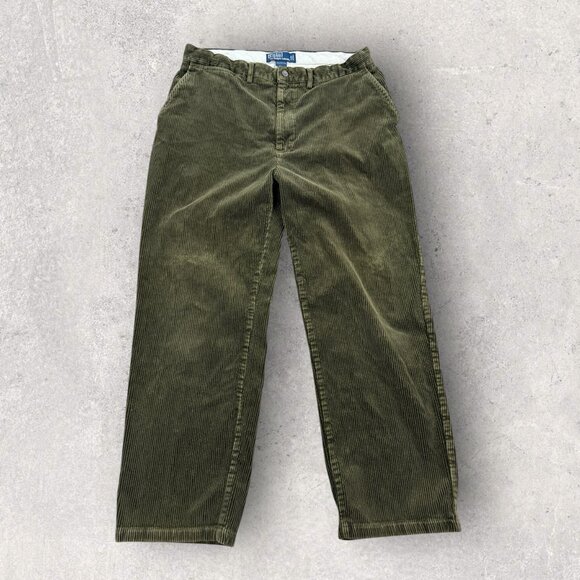 Polo Ralph Lauren Corduroy Pants Men's 34x30 Green Relaxed Fit 100% Cotton - Picture 1 of 9